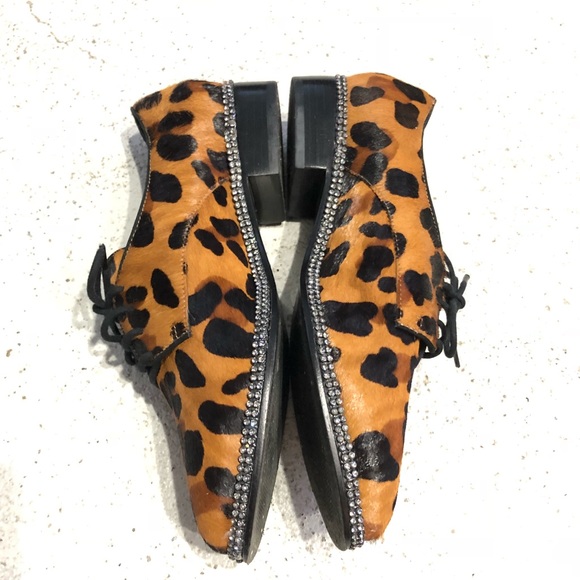 Schutz Leopard Rhinestone Loafers - Picture 1 of 3